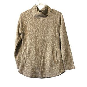 PrAna Mock Neck Pullover Sweater Tunic Top Women Size Small Brown Organic Preppy